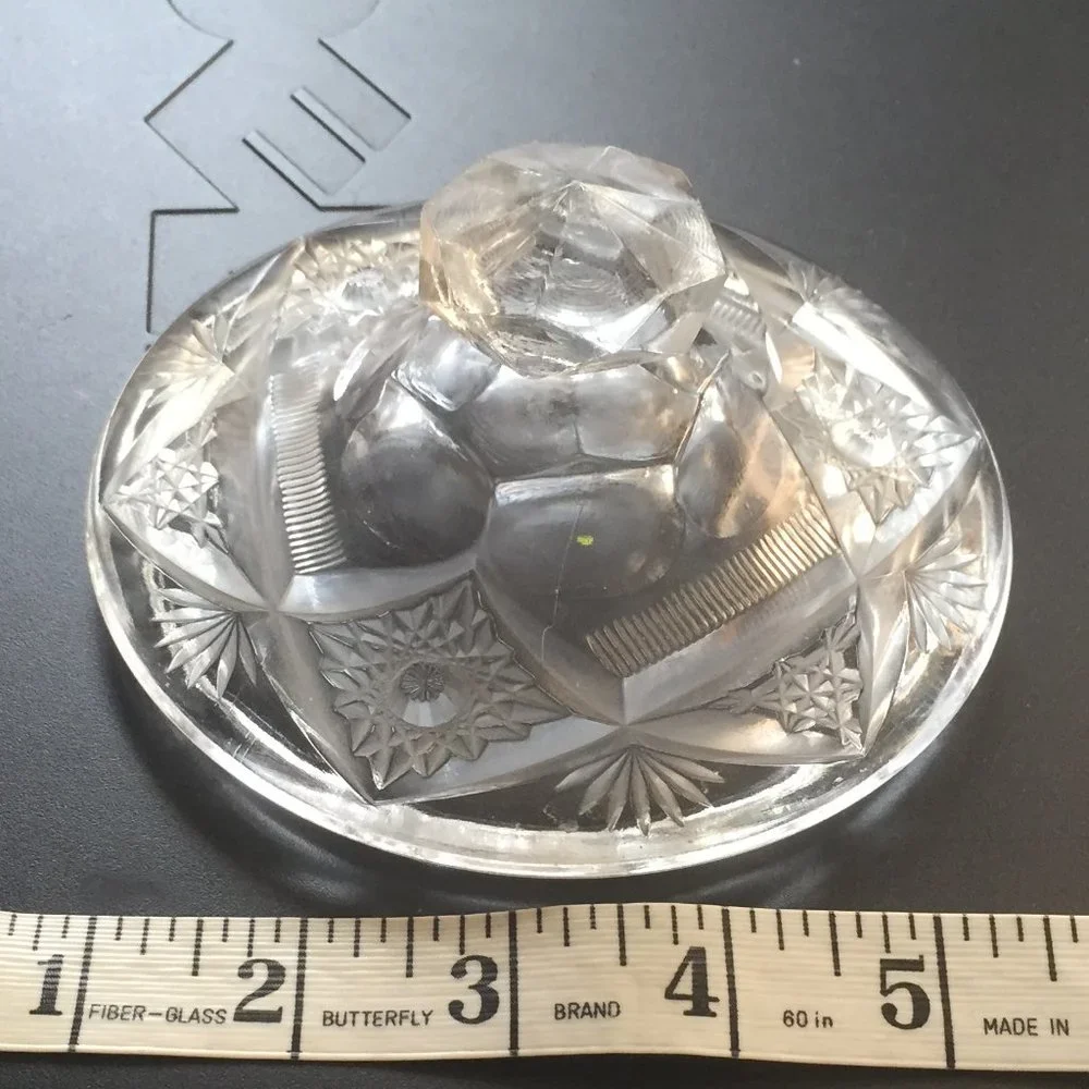 vintage Large Glass CANDY DISH ✅ with Two Handles & A Cover Lid